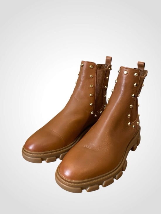 Michael Kors | MK Brown Leather Studded Ridley Chelsea Boot Lug Sole NWOB 6.5 - Picture 7 of 11